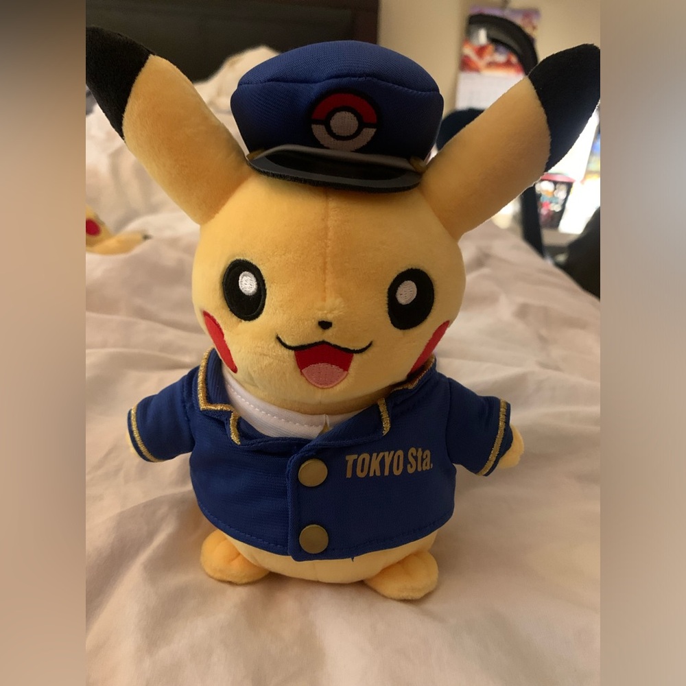 Pokemon Pikachu Plush Japan Exclusive Tokyo Center Station Conductor Plush-NWT